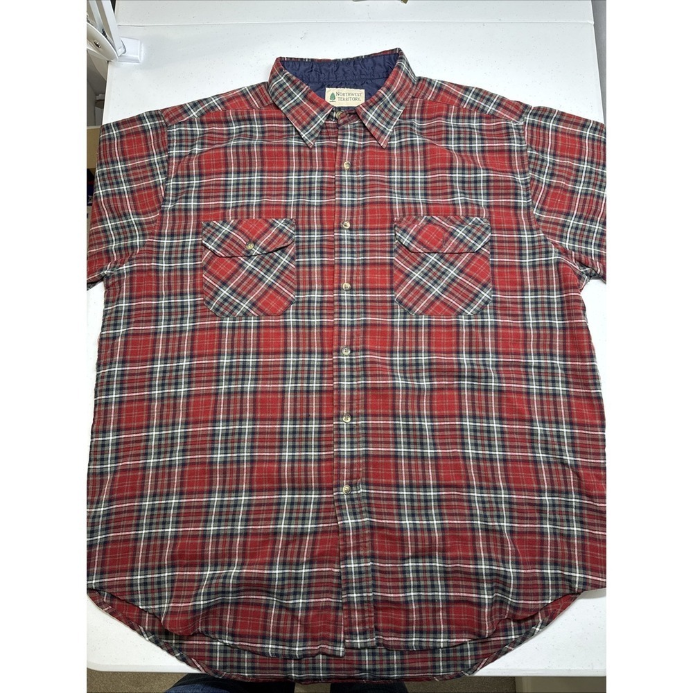 Northwest Territory Mens 3XL Button Down Plaid, Camping Outdoor Flannel